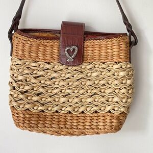 Brighton Bag Women’s Purse Brown Woven Straw Two Toned
